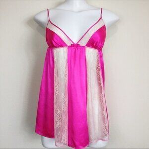 Victorias Secret Lingerie valentines pink Meduim Baby Doll Satin